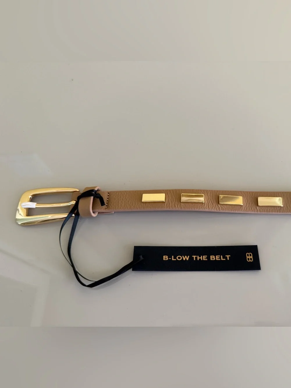NWT B Low The Belt Tan Leather Lowen Belt with Gold Hardware
